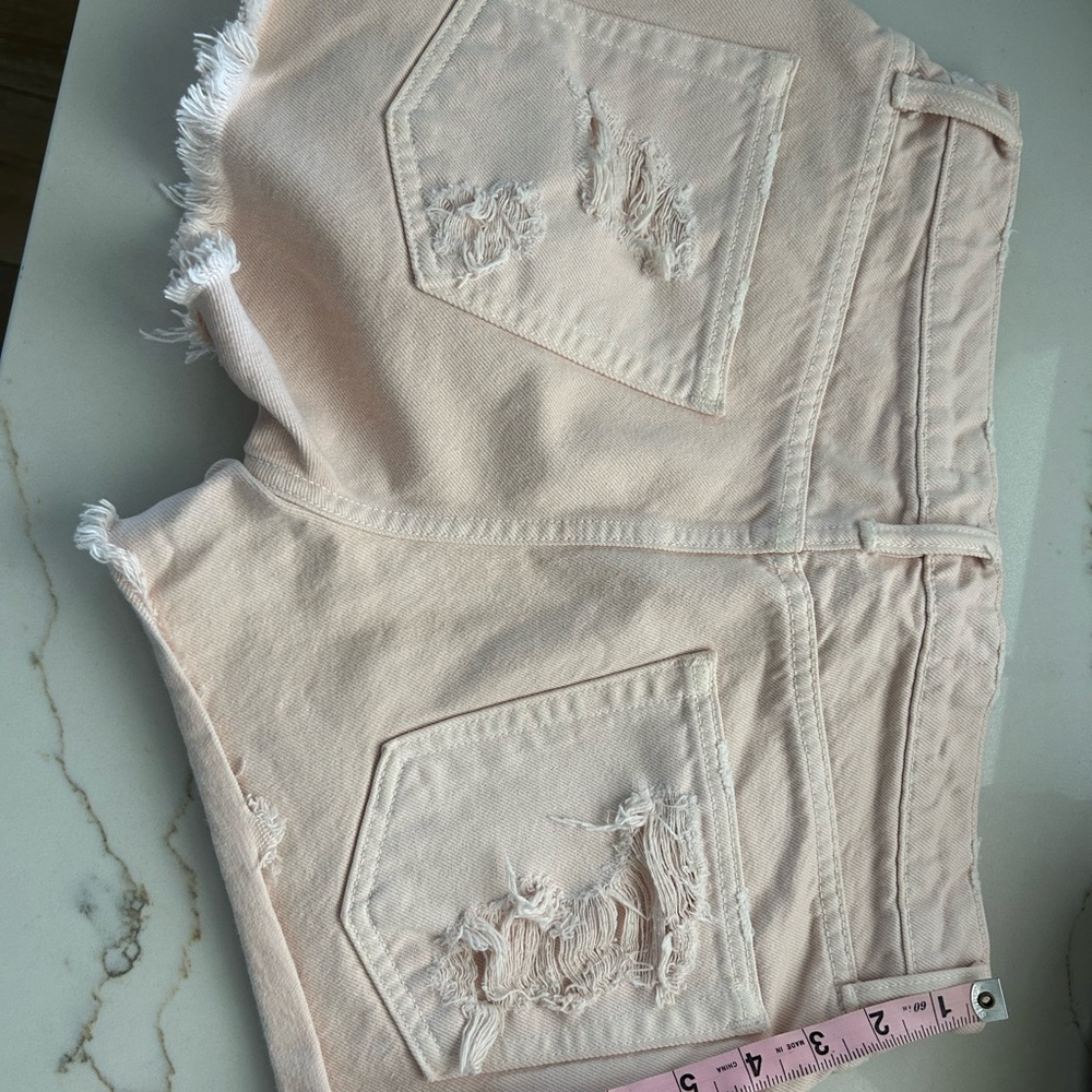 Alexander Wang Pink Distressed Jean Shorts - Picture 7 of 9